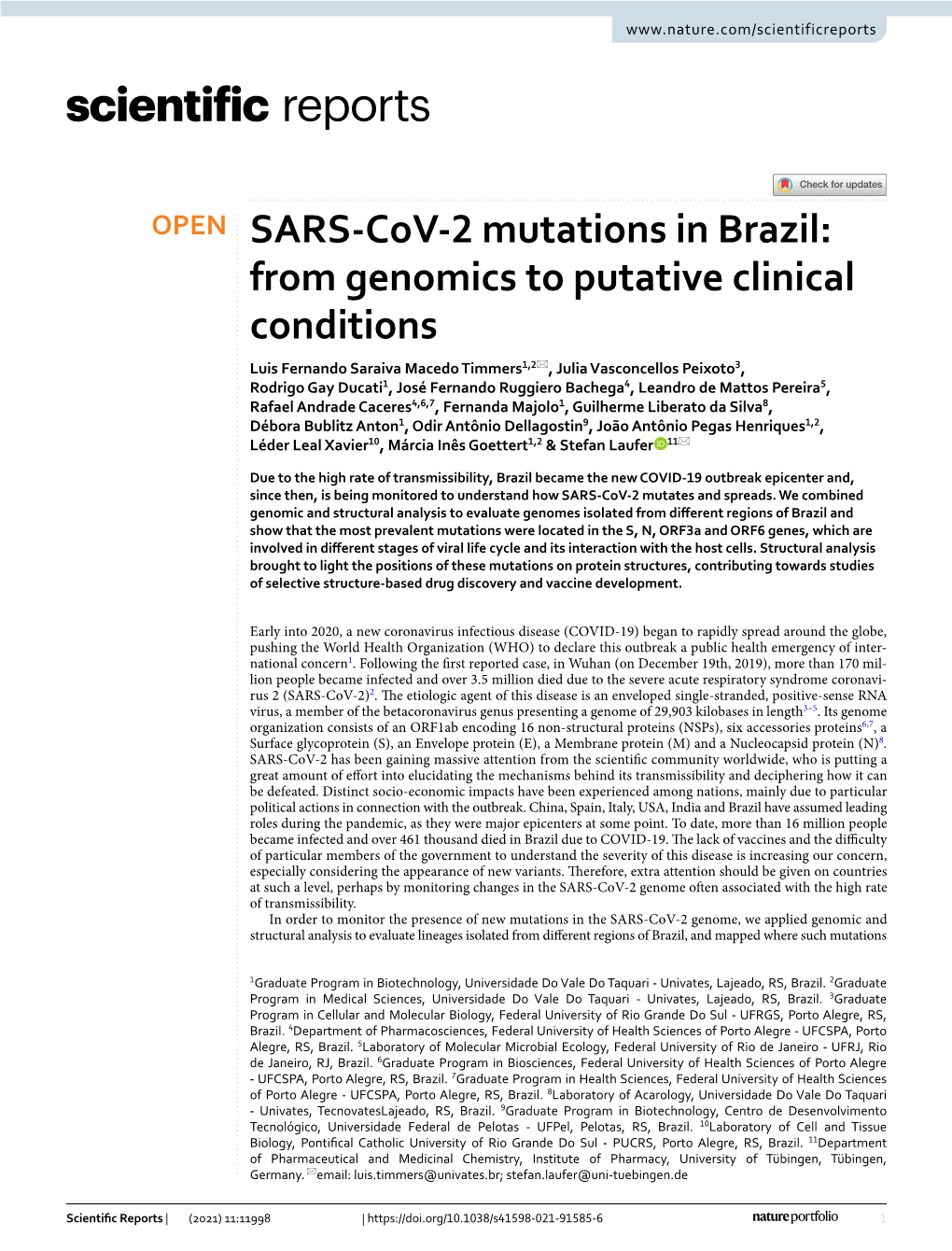 SARS-Cov-2 Mutations in Brazil: from Genomics to Putative Clinical Conditions