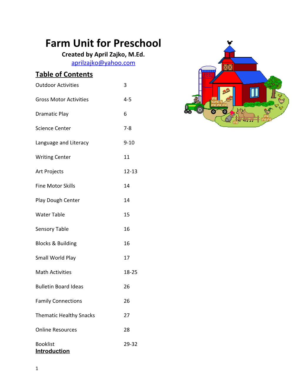 Farm Unit for Preschool