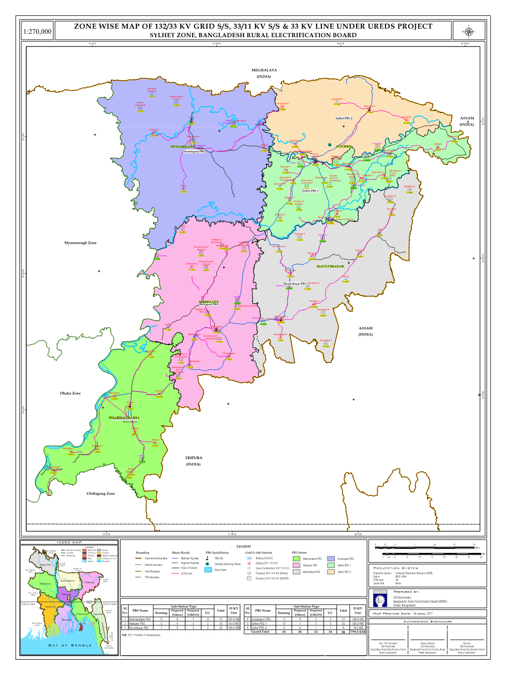 Zone Wise Map of 132/33 Kv Grid S/S, 33/11 Kv S