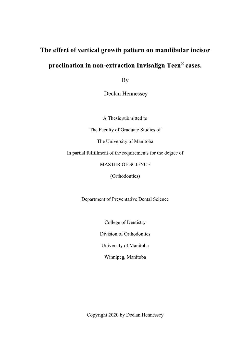 The Effect of Vertical Growth Pattern on Mandibular Incisor Proclination In