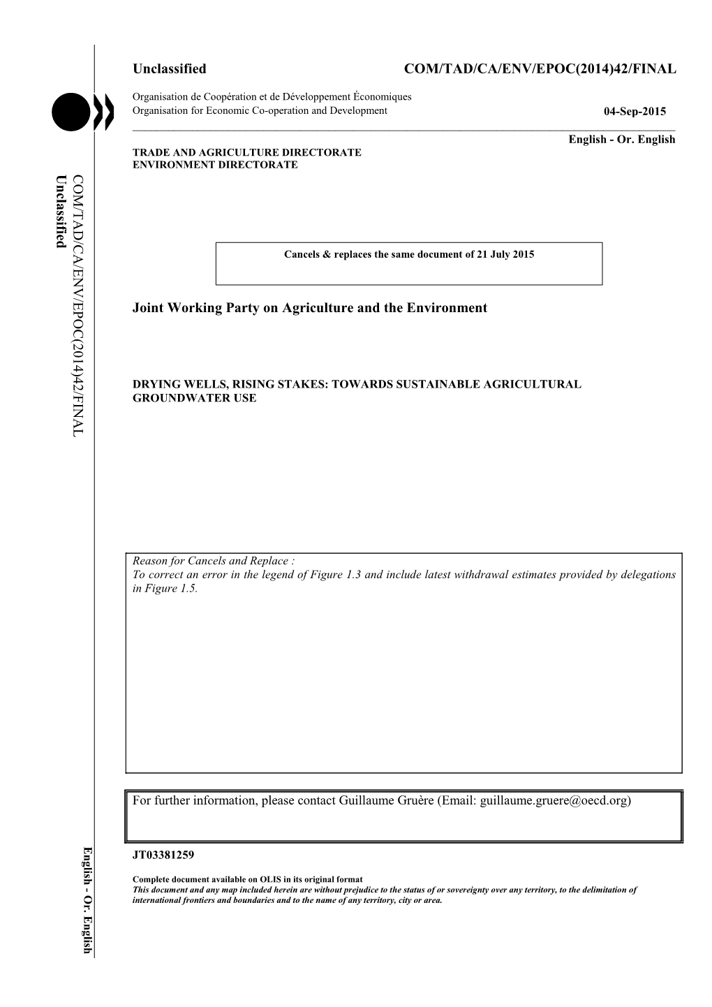 Unclassified COM/TAD/CA/ENV/EPOC(2014)42/FINAL