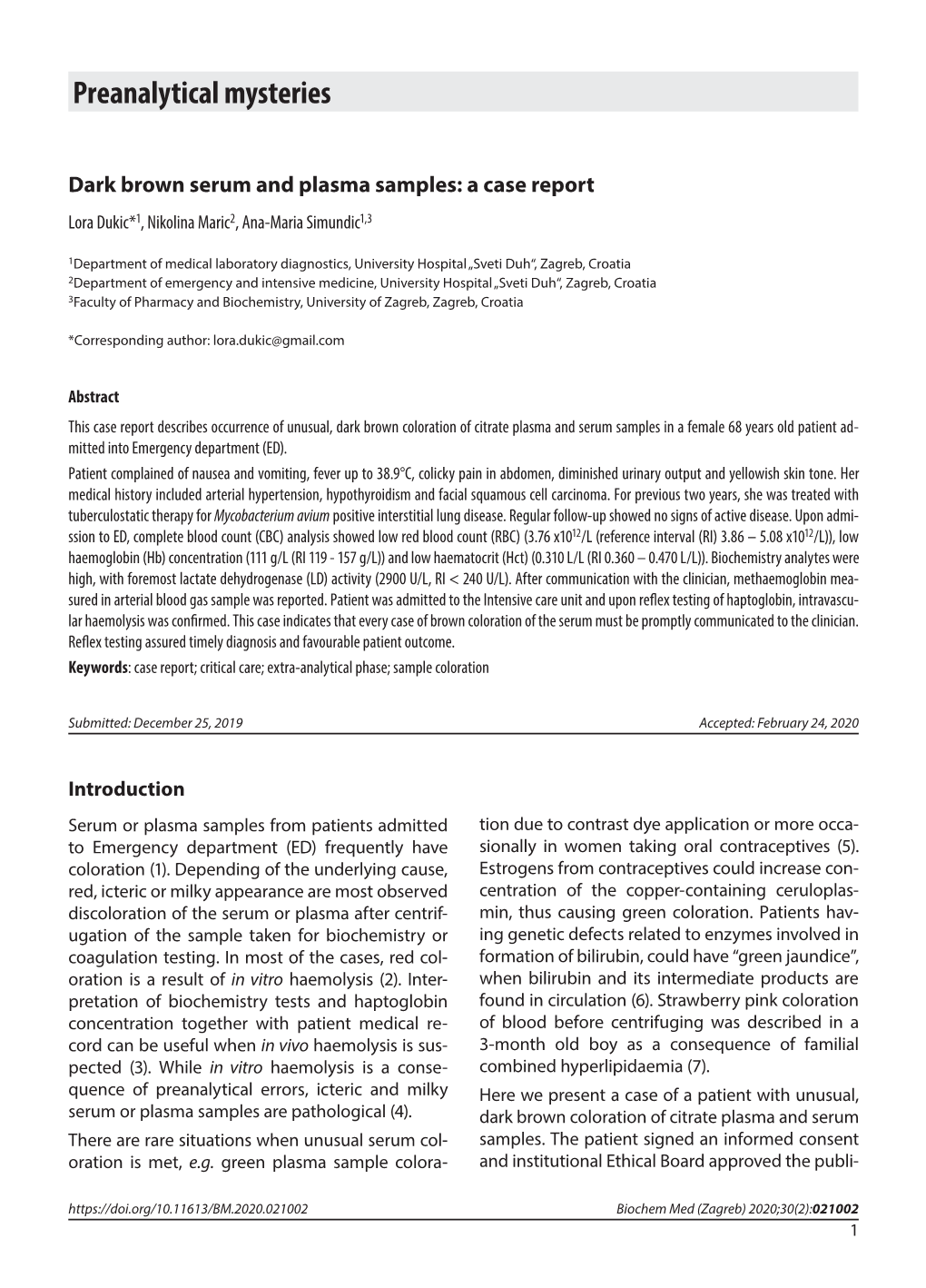 Preanalytical Mysteries