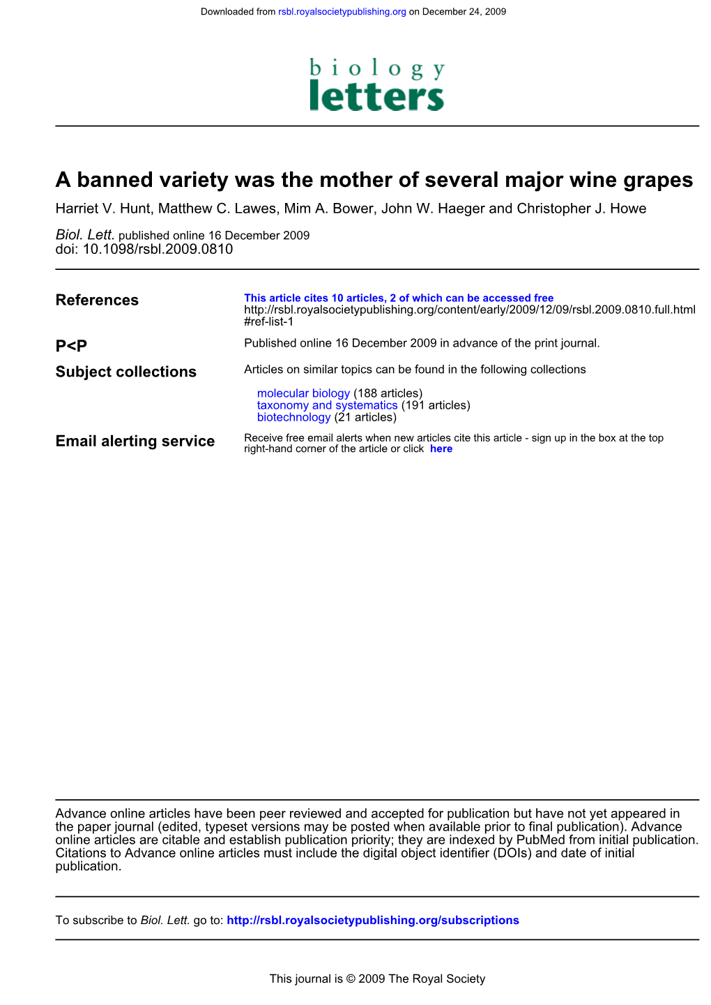 A Banned Variety Was the Mother of Several Major Wine Grapes