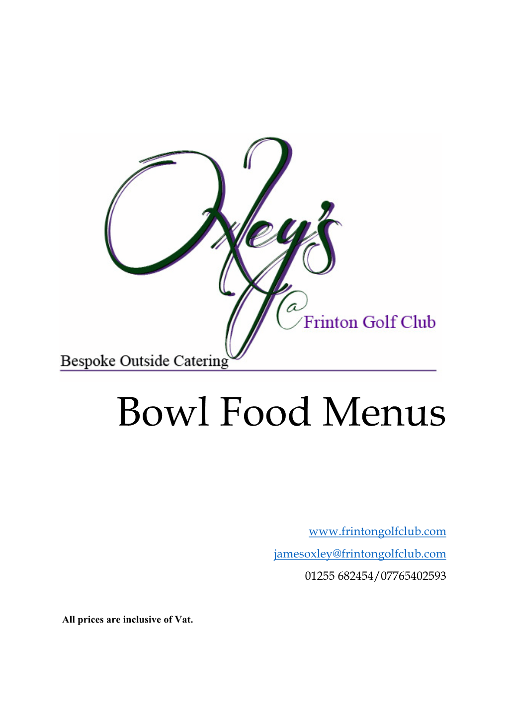 Bowl Food Menus