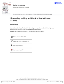 N2: Reading, Writing, Walking the South African Highway