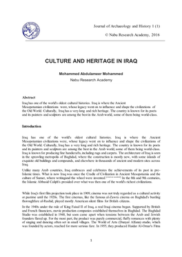 Culture and Heritage in Iraq