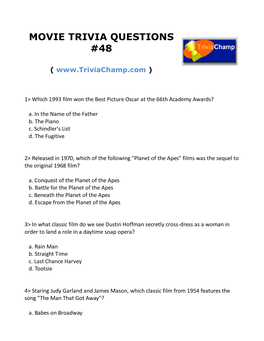 Movie Trivia Questions #48