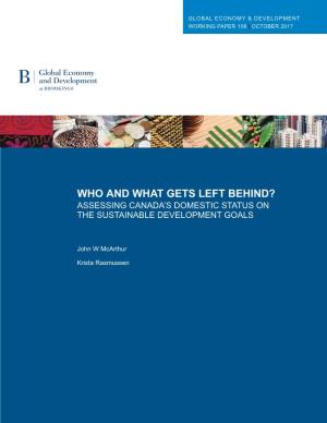 Who and What Gets Left Behind? Assessing Canada’S Domestic Status on the Sustainable Development Goals