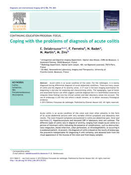 Coping with the Problems of Diagnosis of Acute Colitis