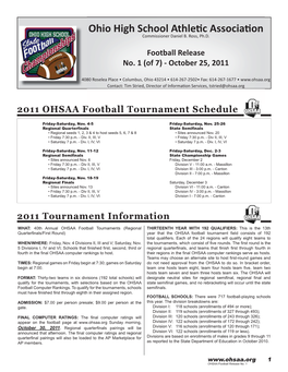 Football Release No. 1 (Of 7) - October 25, 2011