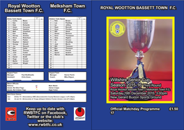 Royal Wootton Bassett Town F.C. Melksham Town F.C