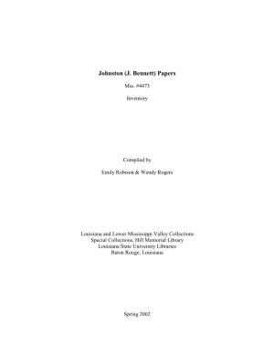 Johnston (J. Bennett) Papers
