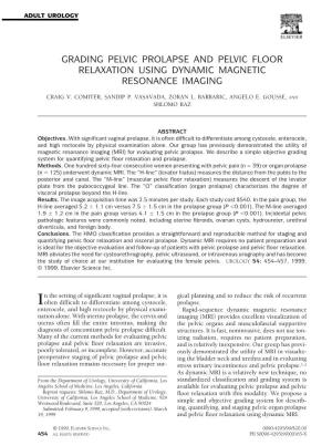 Grading Pelvic Prolapse and Pelvic Floor Relaxation Using Dynamic Magnetic Resonance Imaging