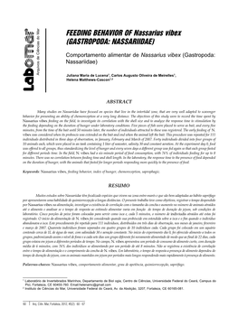 FEEDING BEHAVIOR of Nassarius Vibex (GASTROPODA: NASSARIIDAE)