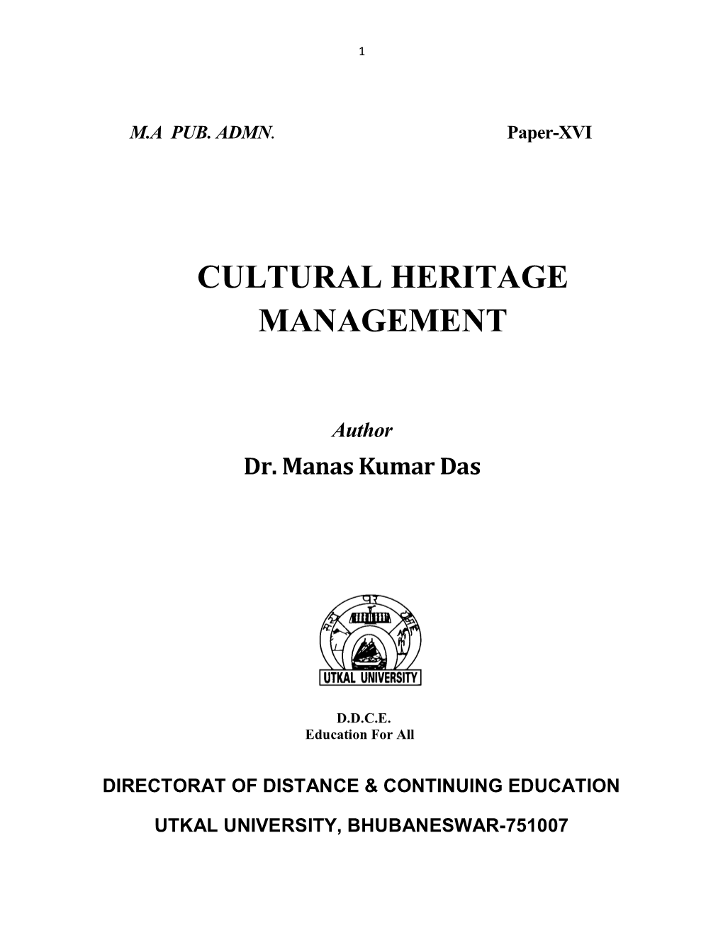 Cultural Heritage Management