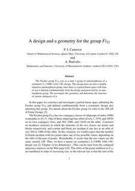 A Design and a Geometry for the Group Fi22
