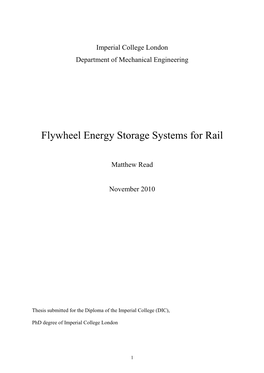 Flywheel Energy Storage Systems for Rail