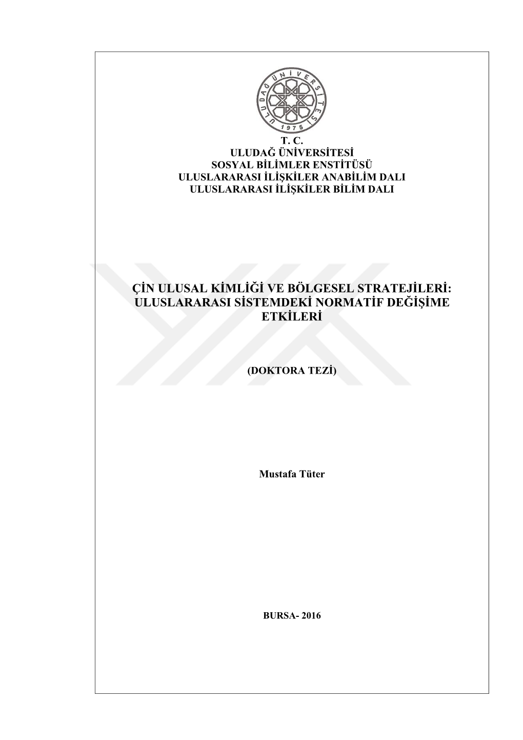 Çin Ulusal Kimliği Ve Bölgesel Stratejileri: Uluslararası Sistemdeki