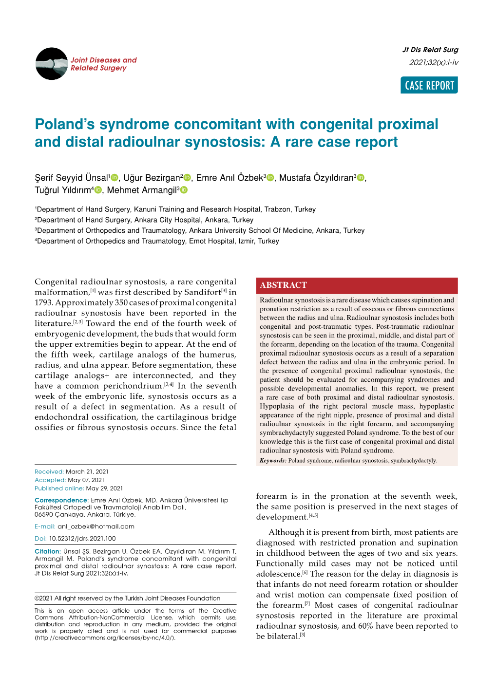 Poland's Syndrome Concomitant with Congenital Proximal and Distal - DocsLib