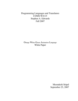 Programming Languages and Translators COMS W4115 Stephen A