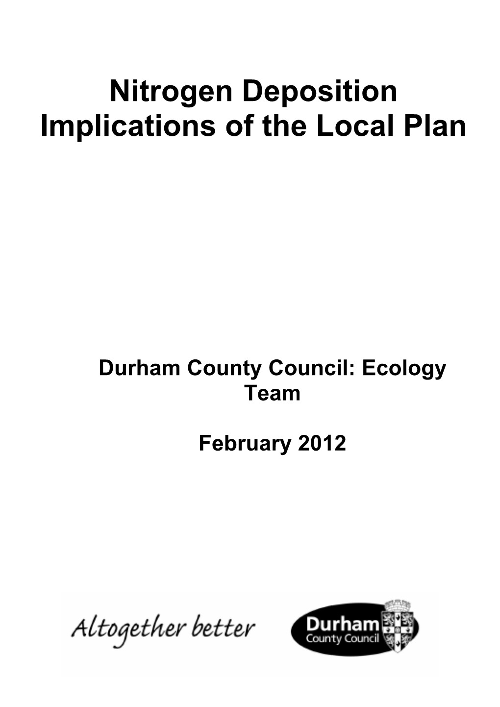 Nitrogen Deposition Implications of the Local Plan