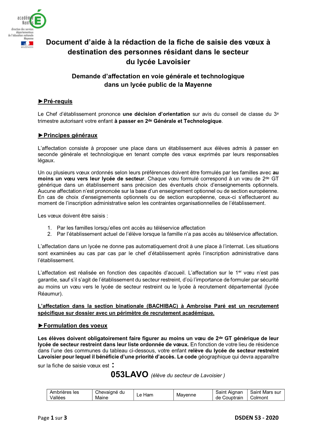 Document D'aide À La Rédaction De La Fiche De Saisie Des Vœux À