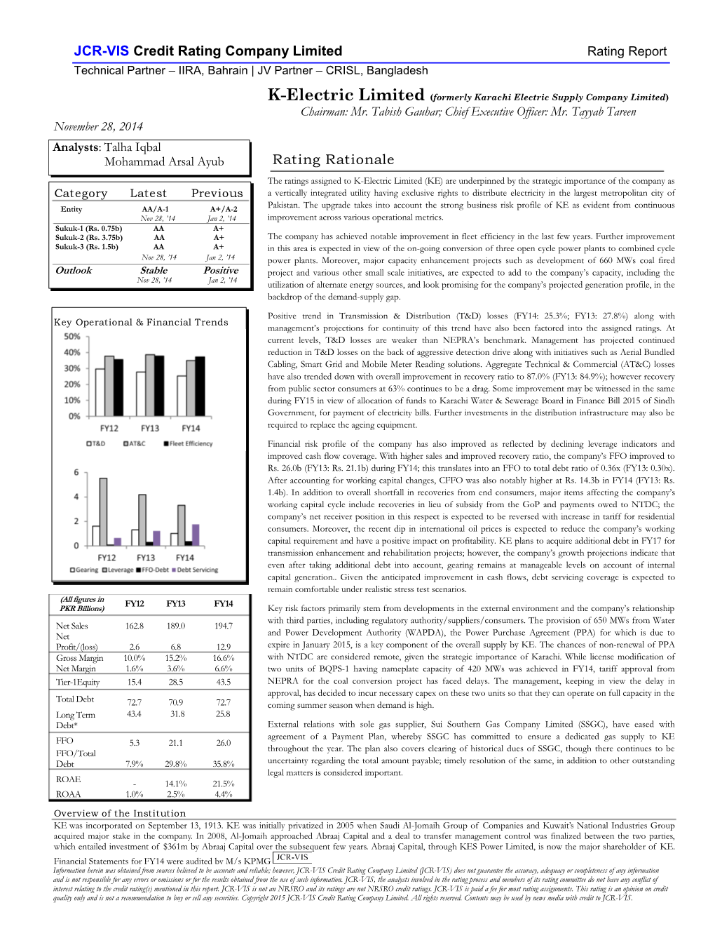 JCR-VIS Credit Rating Company Limited Rating Rationale