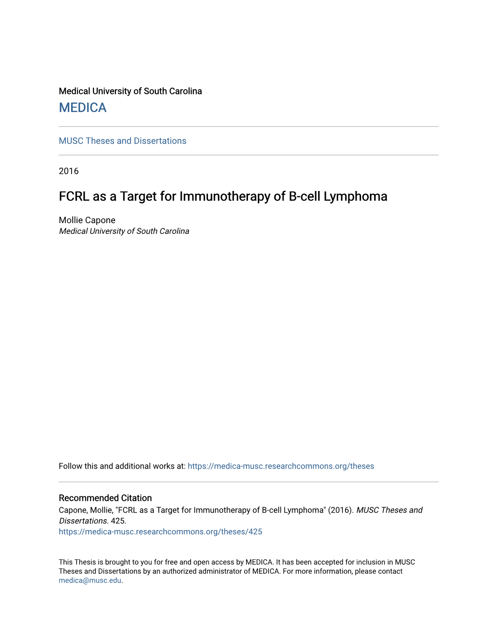 FCRL As a Target for Immunotherapy of B-Cell Lymphoma