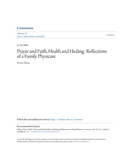 Prayer and Faith, Health and Healing: Reflections of a Family Physician Doris Ullman