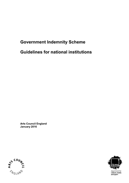 Government Indemnity Scheme Guidelines for National Institutions