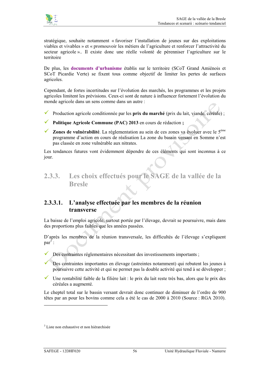 2.3.3. Les Choix Effectués Pour Le SAGE De La Vallée De La Bresle