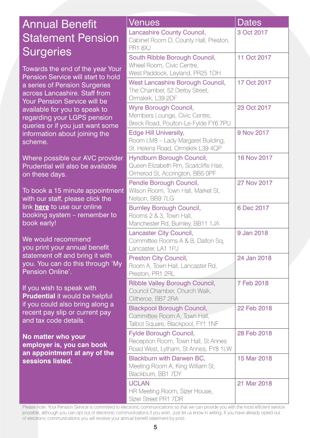 Annual Benefit Statement Pension Surgeries