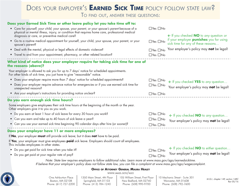 Does Your Employerls Earned Sick Time Policy Follow State Law?