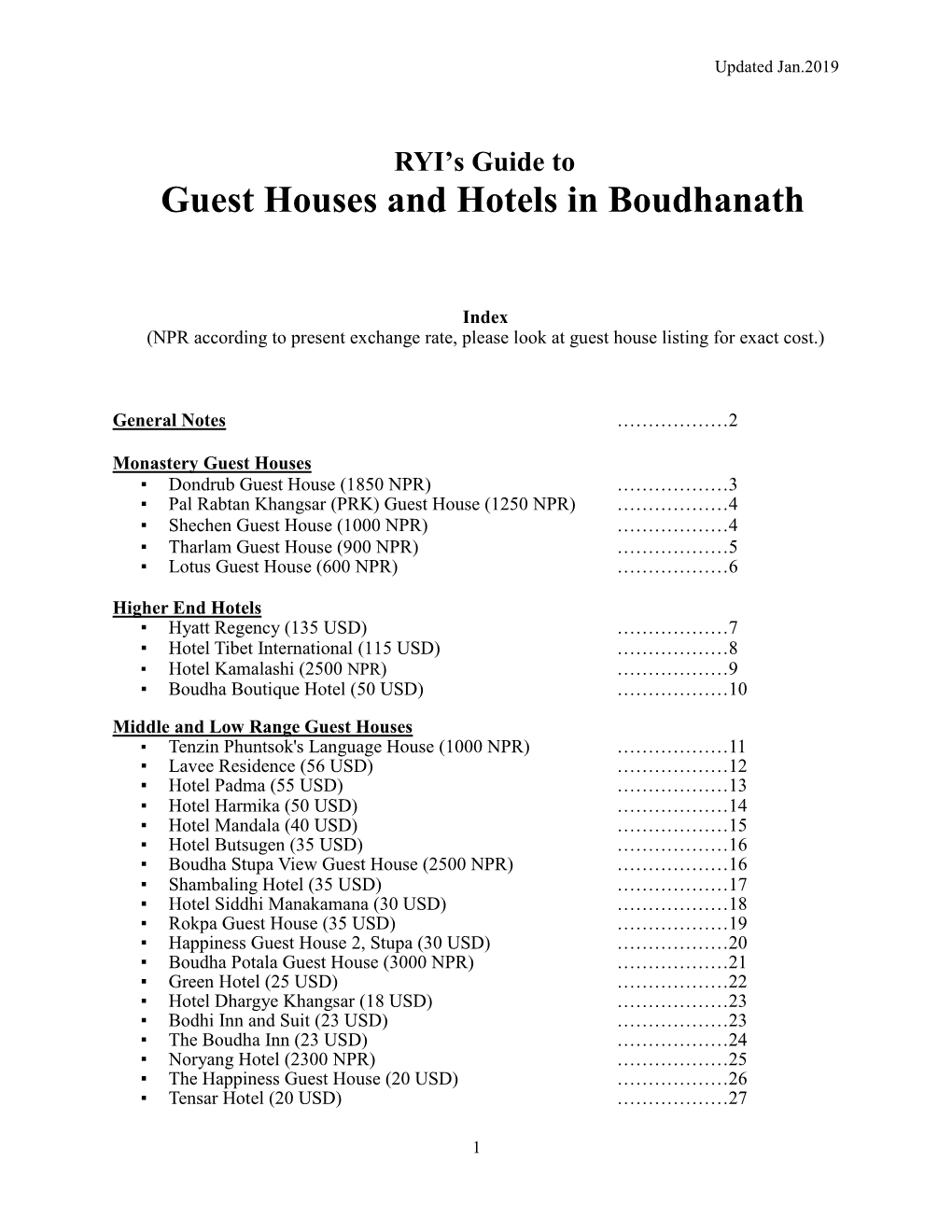 Guest Houses and Hotels in Boudhanath