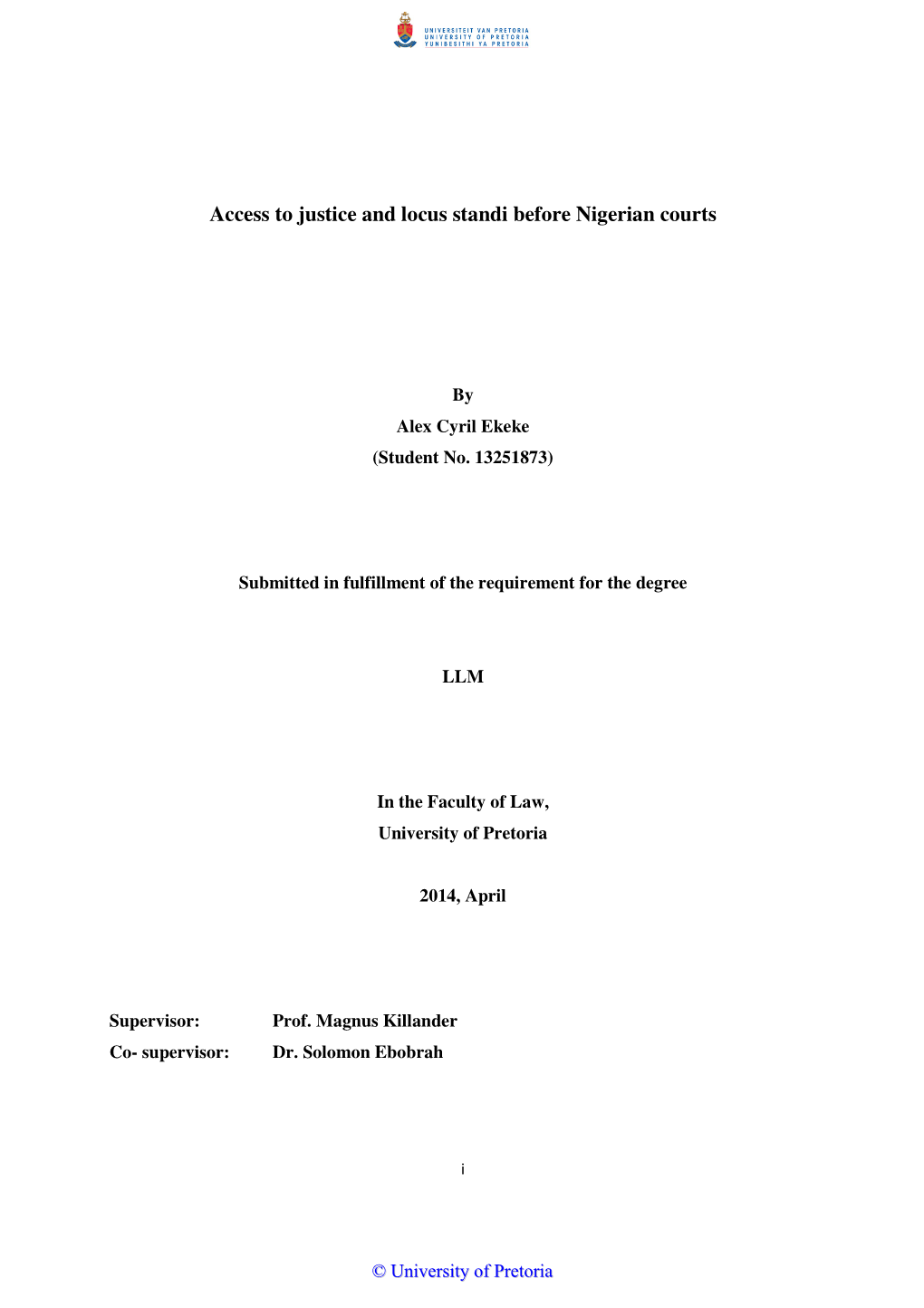 Access to Justice and Locus Standi Before Nigerian Courts