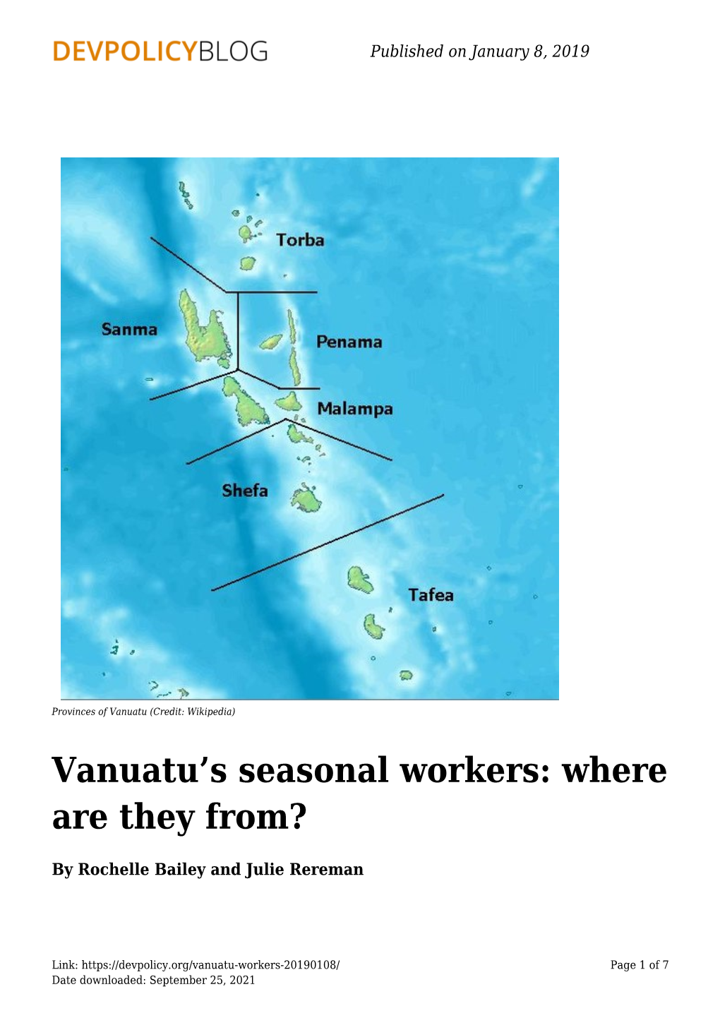 Vanuatu&#8217;S Seasonal Workers: Where Are They From?