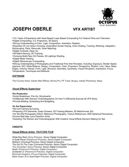 Joseph Oberle Vfx Artist