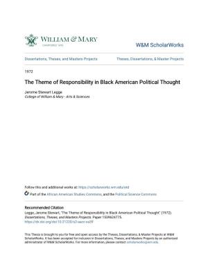 The Theme of Responsibility in Black American Political Thought