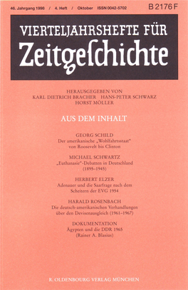 Vierteljahrshefte Für Zeitgeschichte Jahrgang 46(1998) Heft 4