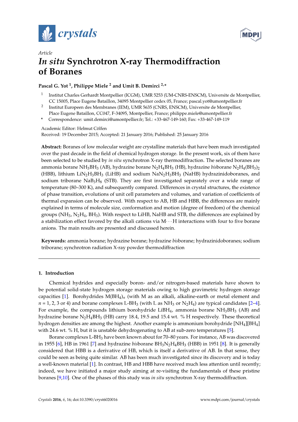 In Situ Synchrotron X-Ray Thermodiffraction of Boranes