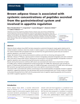 Brown Adipose Tissue Is Associated with Systemic Concentrations of Peptides Secreted from the Gastrointestinal System and Involv