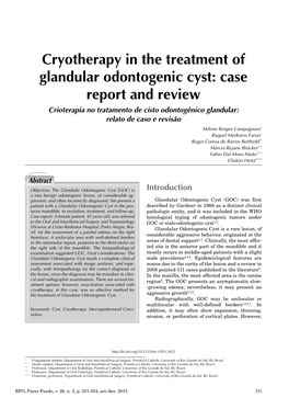 Cryotherapy in the Treatment of Glandular