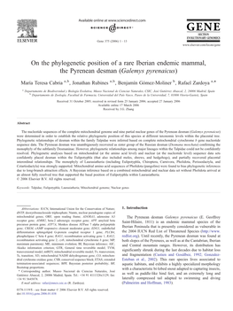 On the Phylogenetic Position of a Rare Iberian Endemic Mammal, The