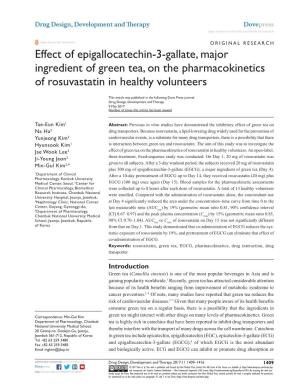 Effect of Epigallocatechin-3-Gallate, Major Ingredient of Green Tea, on the Pharmacokinetics of Rosuvastatin in Healthy Volunteers