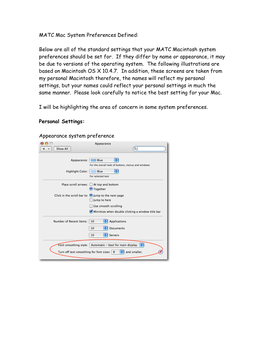 MATC Mac System Preferences Defined