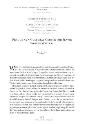 Prague As a Cultural Center for Slavic Women Writers