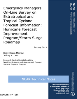 Emergency Managers On-Line Survey on Extratropical and Tropical Cyclone Forecast Information: Hurricane Forecast Improvement Program/Storm Surge Roadmap