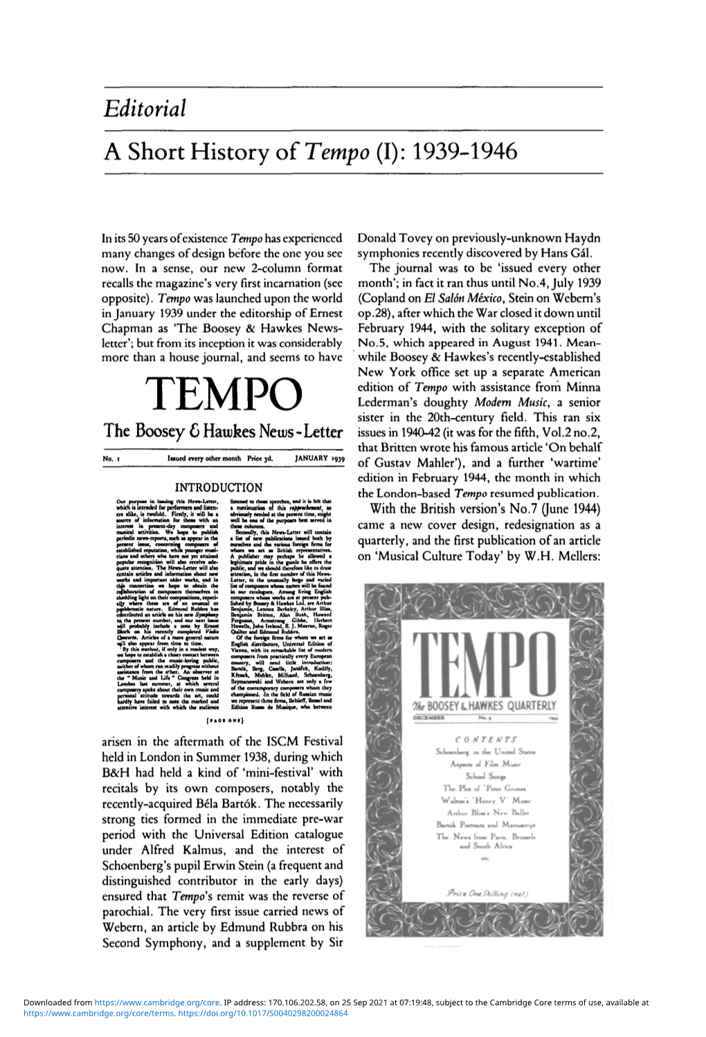 A Short History of Tempo (I): 1939–1946