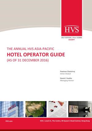 HVS Asia-Pacific Hotel Operator Guide Excerpt 2017