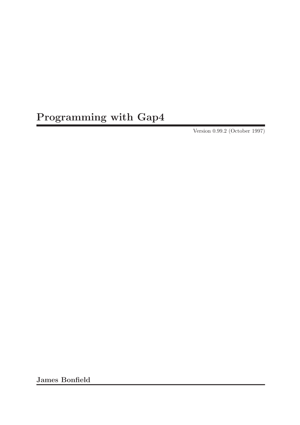 Programming with Gap4